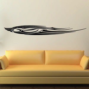 Tribal vehicle pinstripe wall decal, black angular swirl graphic