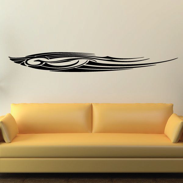 Tribal vehicle pinstripe wall decal, black angular swirl graphic