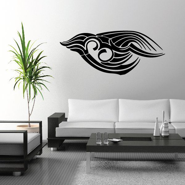 Black tribal vehicle pinstripe wall decal with bold outline design