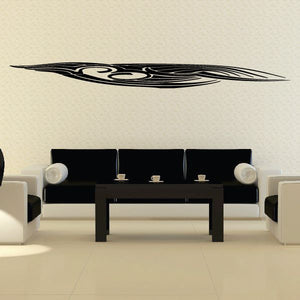 Tribal pinstripe wall decal, black tribal swoosh