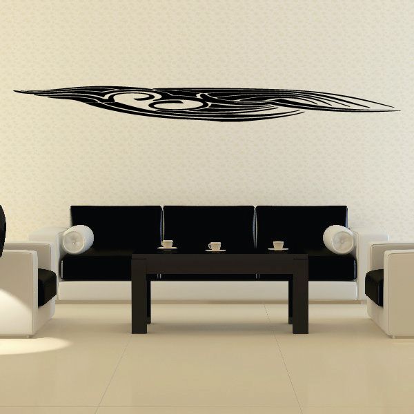 Tribal pinstripe wall decal, black tribal swoosh