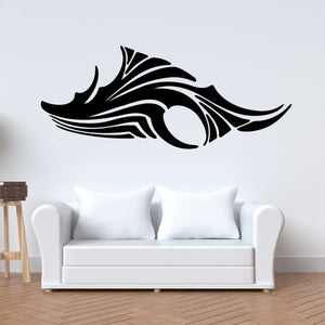 Tribal vehicle pinstripe wall decal with black stylized car side profile