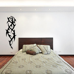 Black tribal vine wall vinyl decal with looping knot pattern