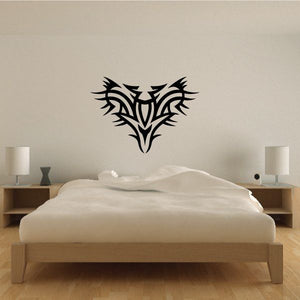Tribal wall decal vinyl with black tribal emblem, sharp symmetrical wings