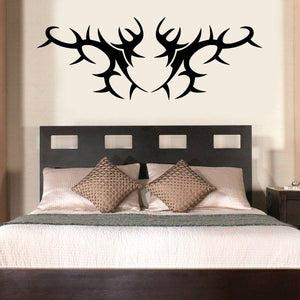 Tribal deer antler wall decal, black vinyl silhouette