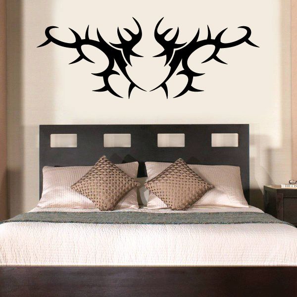 Tribal deer antler wall decal, black vinyl silhouette