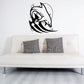 Dolphin wall decal with tribal wave tail and moon symbol, black