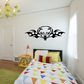 Tribal winged wolf head wall decal, black design