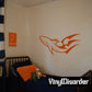 Orange trident tail shark decal with stylized fins and teeth