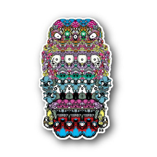 Image of Trippy Colorfull Skull With Eyes and Teeth Vinyl Sticker