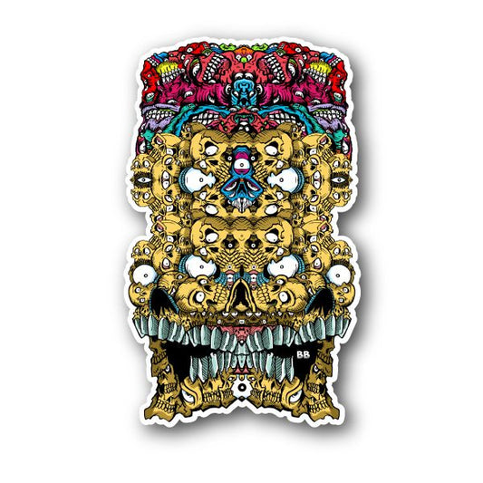 Image of Trippy Skull With Eyes and Teeth Vinyl Sticker