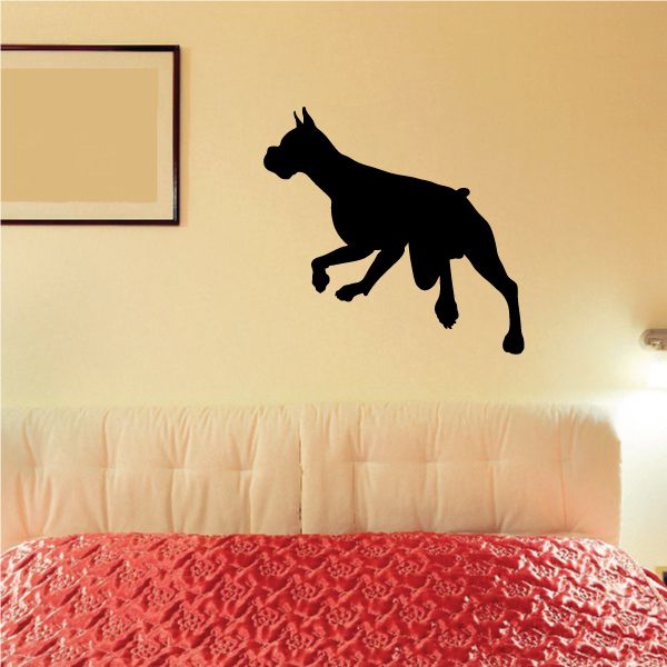 Trotting boxer dog wall decal, black silhouette