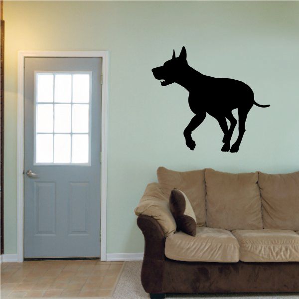 Trotting doberman pinscher wall decal, black dog silhouette
