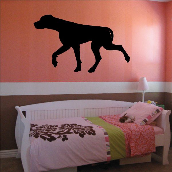 Trotting hound wall decal, black dog silhouette