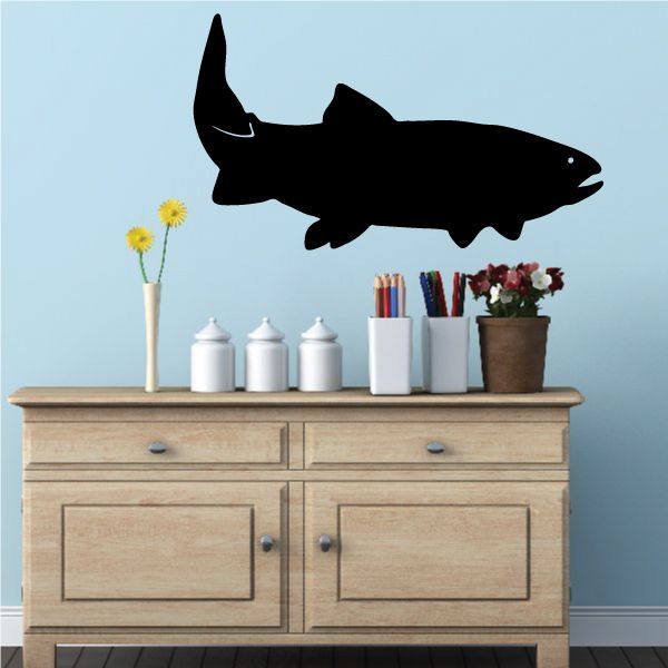 Black trout wall decal vinyl silhouette, side view