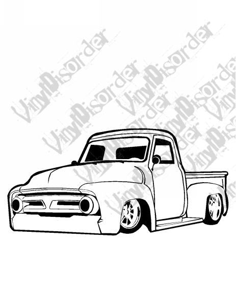 Vinyl wall decal of a white classic pickup truck in side view