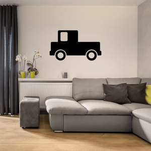 Black truck wall decal sticker with outline cab and wheels