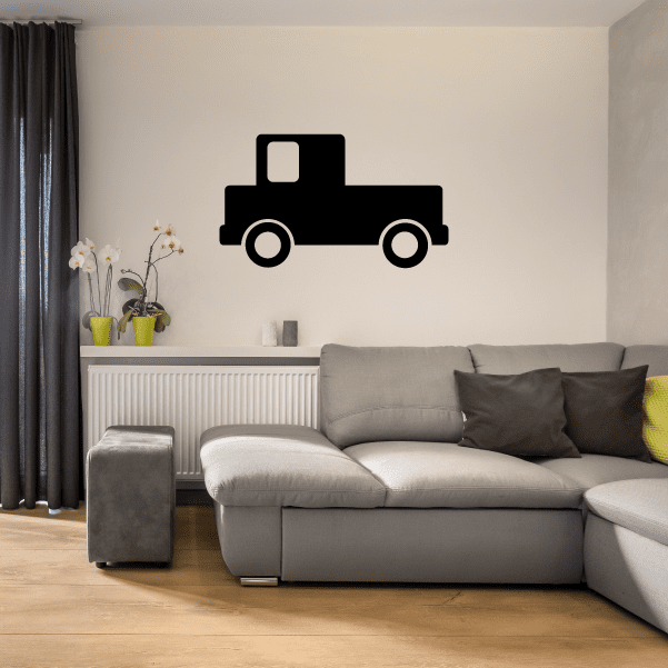 Black truck wall decal sticker with outline cab and wheels