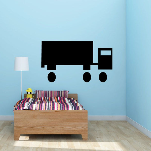 Truck wall decal featuring a black delivery truck design with wheels and cab