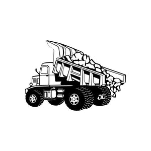 Black line-art truck window vinyl decal sticker, side view with cargo bed
