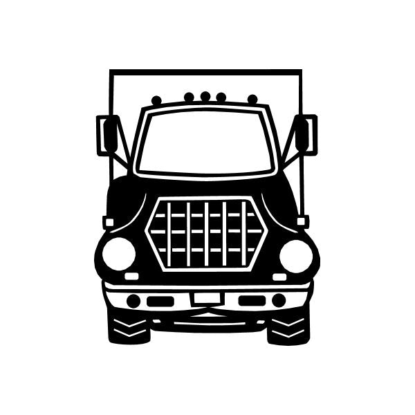 Truck front vinyl decal sticker with black outline and grille detail