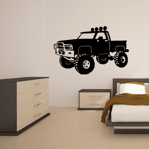 Truck wall decal in black, featuring a lifted off-road truck silhouette.