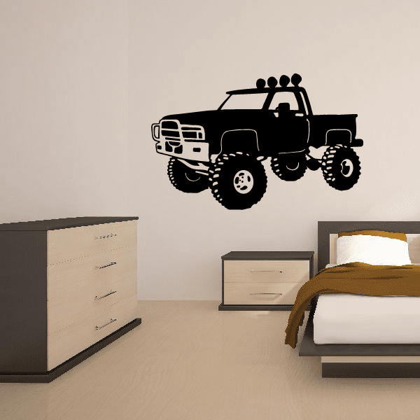 Truck wall decal in black, featuring a lifted off-road truck silhouette.