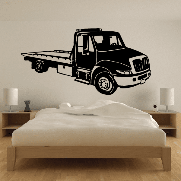 Black truck wall decal vinyl, side view pickup graphic