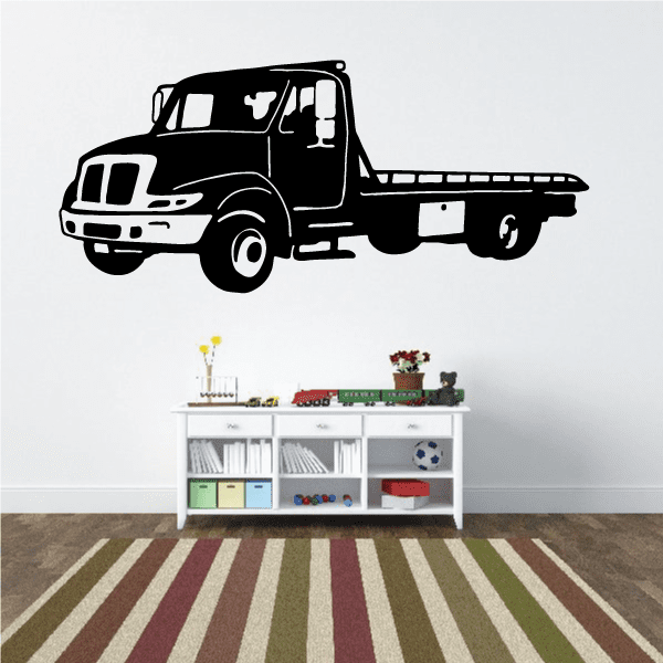 Truck wall decal vinyl sticker, black outline flatbed pickup silhouette