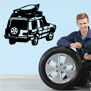 Black vinyl truck wall decal with detailed front three-quarter silhouette and stripe