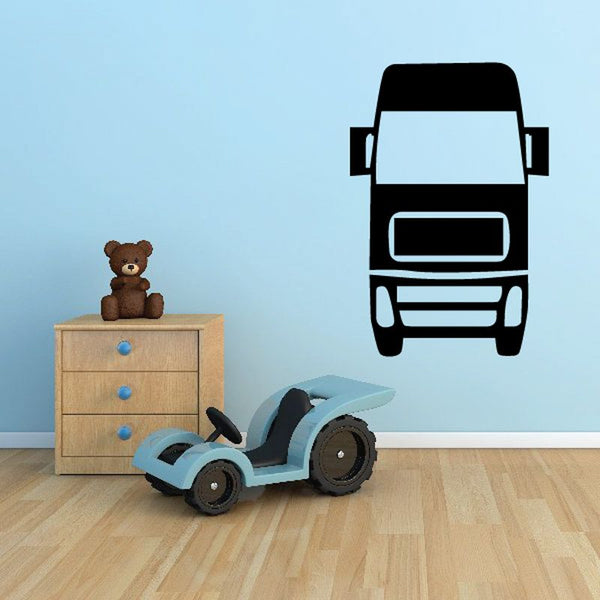 Black truck wall decal vinyl sticker with front outline and grille