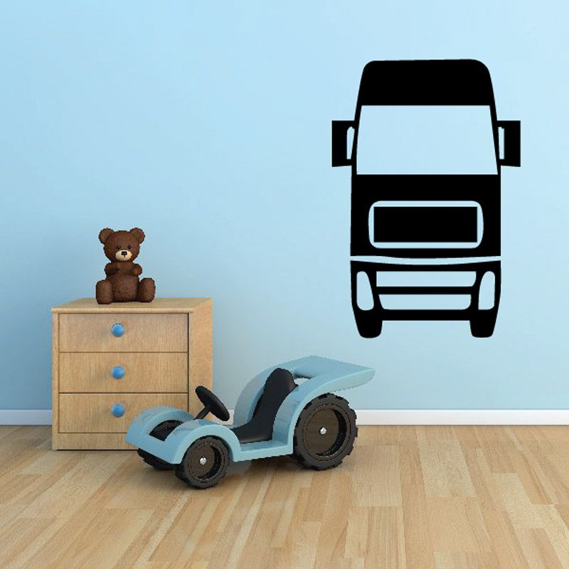 Black truck wall decal vinyl sticker with front outline and grille