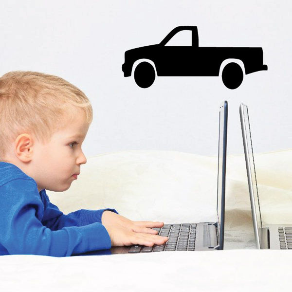 Vinyl truck wall decal with a black pickup truck silhouette