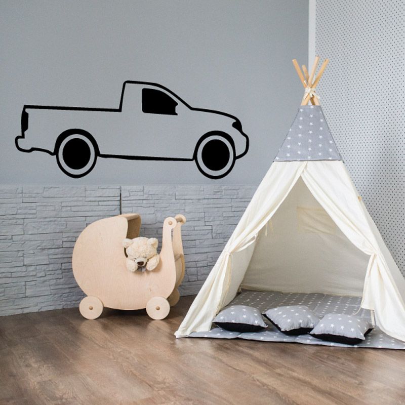 Truck wall decal with black vinyl silhouette of a pickup truck