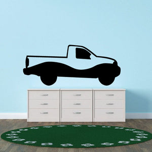 Vinyl truck wall decal with black and white pickup truck silhouette
