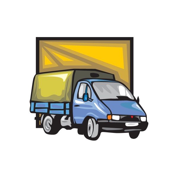 Vinyl die-cut truck wall decal sticker with blue pickup and yellow panel backdrop