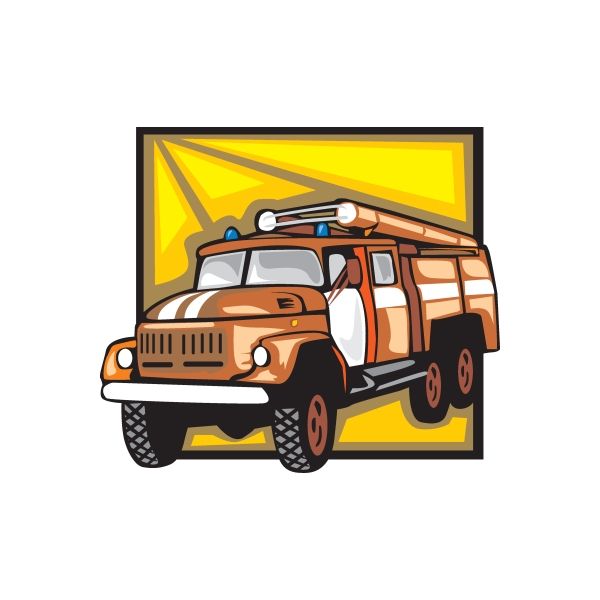 Die-cut vinyl truck wall decal sticker, orange and brown front view