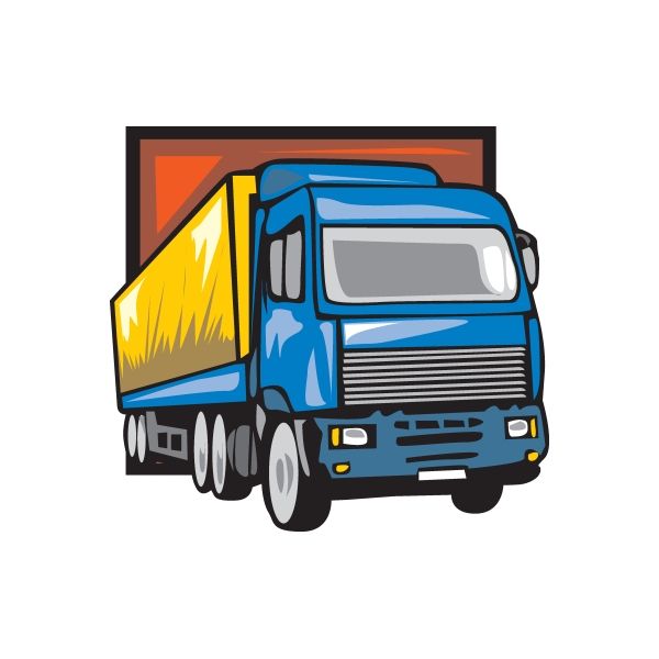 Blue semi truck front vinyl decal sticker, die-cut