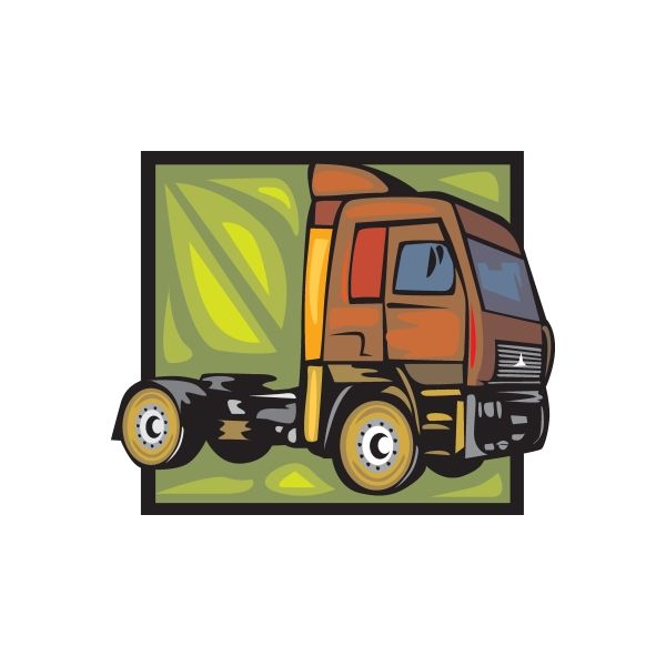 Cartoon orange and black truck vinyl wall decal sticker, die-cut
