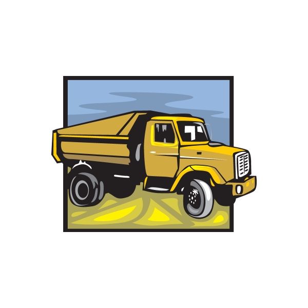 Yellow truck wall decal sticker, die-cut vinyl with black wheels and grille