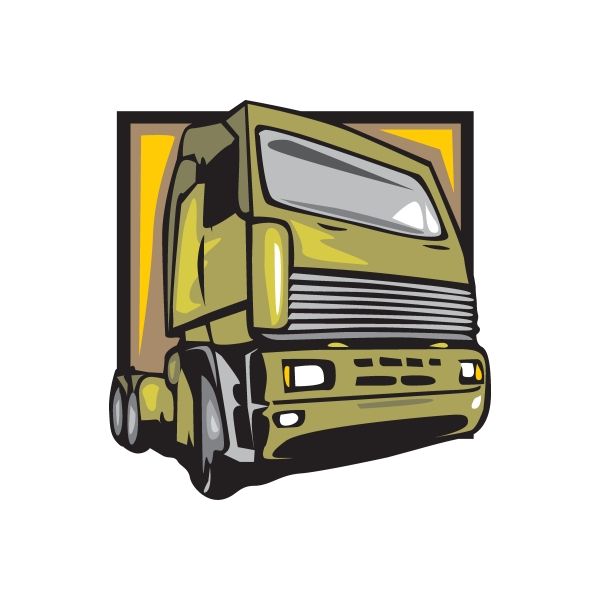 Truck wall decal sticker of an olive semi truck with yellow accents