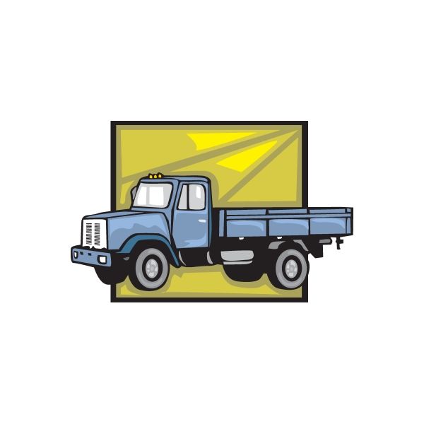 Truck vinyl decal sticker: blue vintage pickup with yellow background graphic