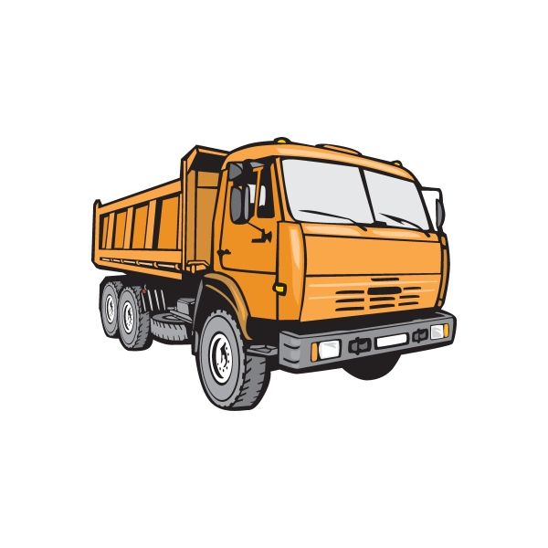 Orange dump truck wall decal, die-cut vinyl sticker