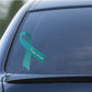 Vinyl sticker: teal ribbon with 'Tsunami Victims' text