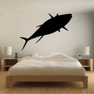 Black tuna fish vinyl wall decal, flat silhouette