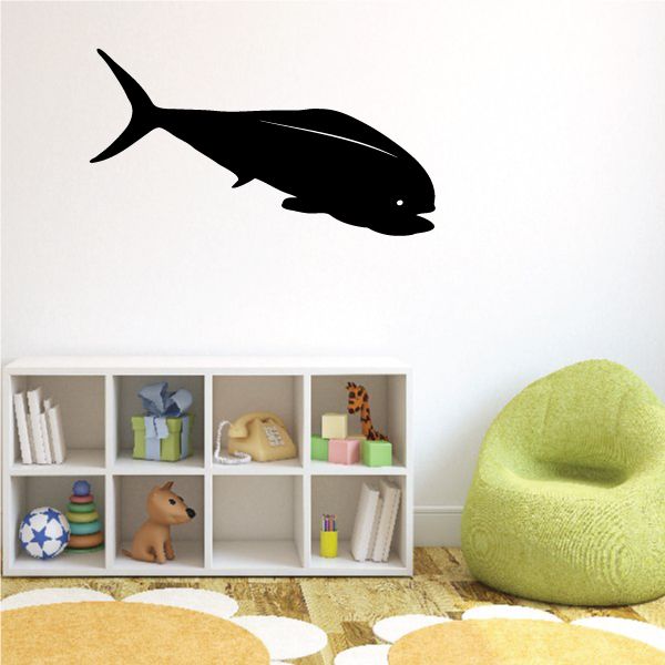 Tuna fish wall decal, black vinyl fish silhouette with tail and fins