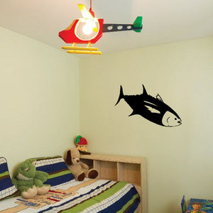Tuna fish vinyl wall decal, black with white belly and fins