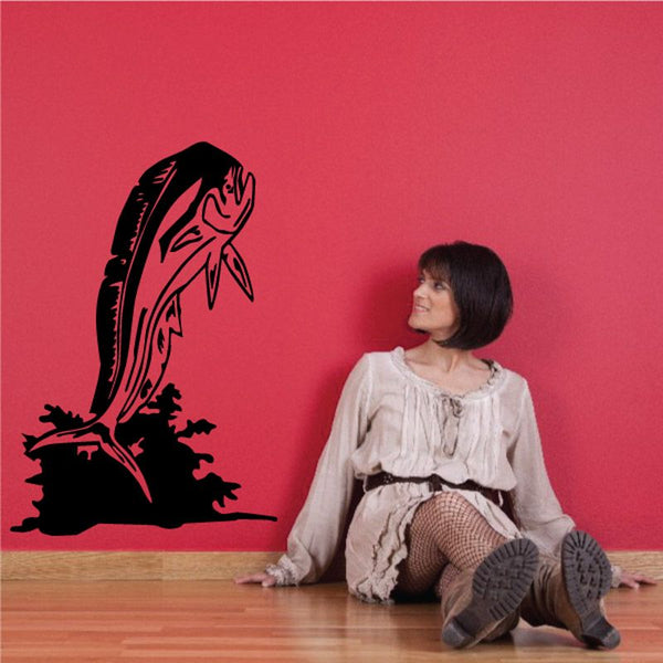Tuna wall decal vinyl sticker with bold black fish silhouette