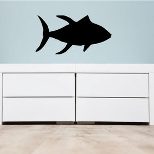 Vinyl tuna wall decal with black fish silhouette