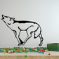 Wolf howling pose decal: black-outlined standing wolf with white fill